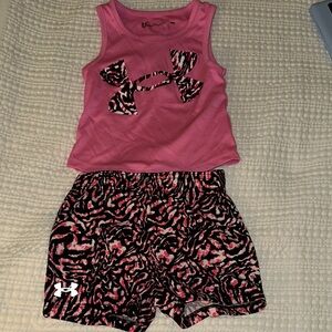 Under Armour Pink Tank with Black & Pink Printed Shorts